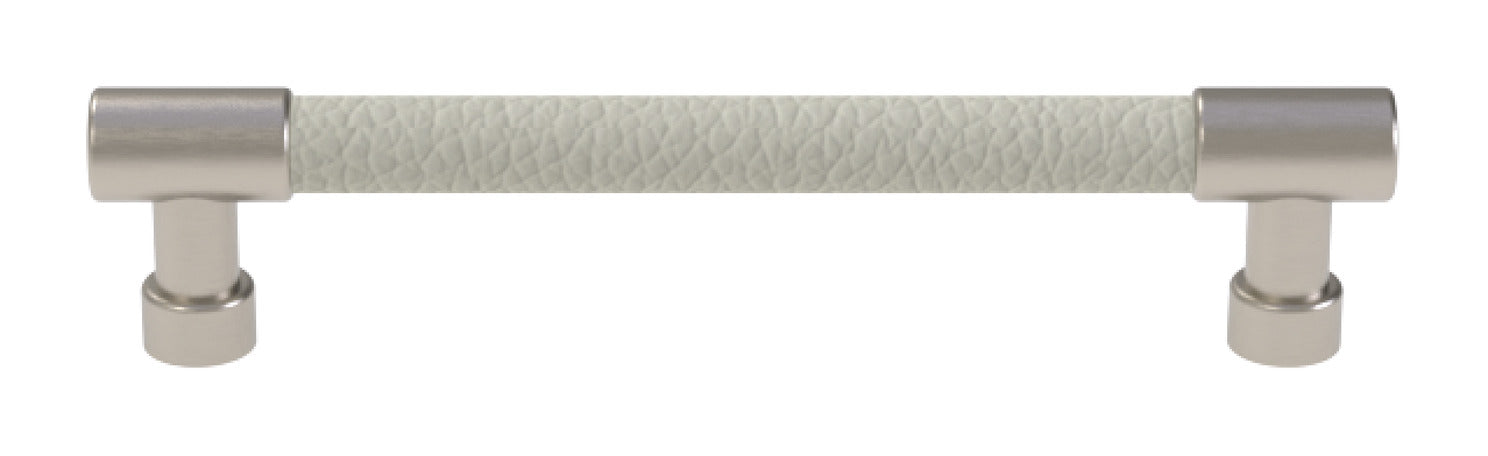 Häfele Elite Leather Cabinet Handle | Round Post | Matte Nickel & Faux Leather Pull