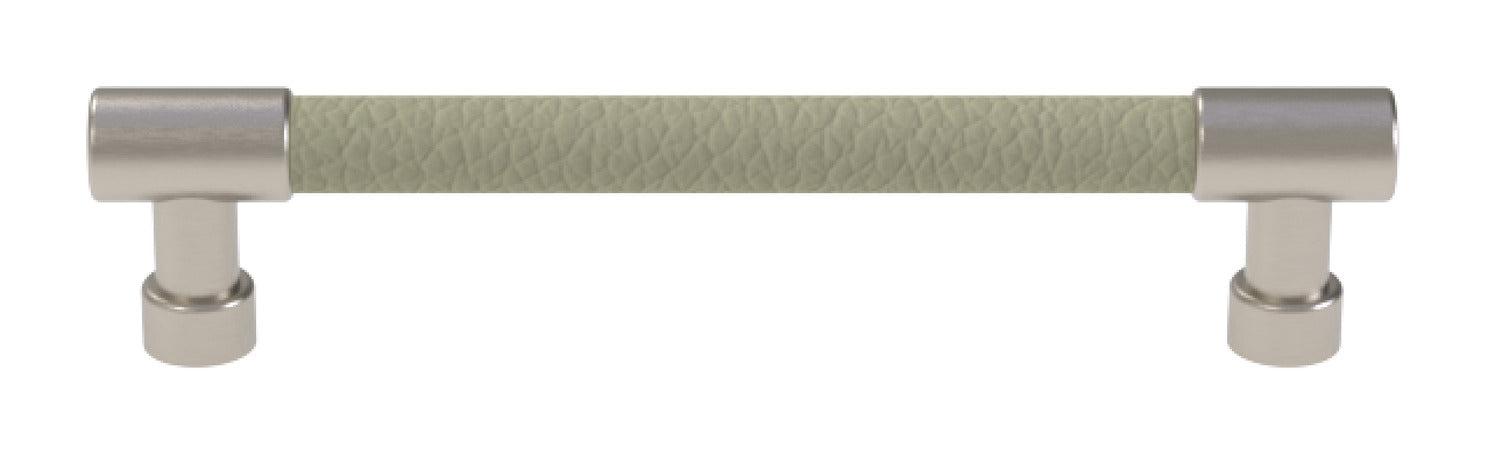 Häfele Elite Leather Cabinet Handle | Round Post | Matte Nickel & Faux Leather Pull