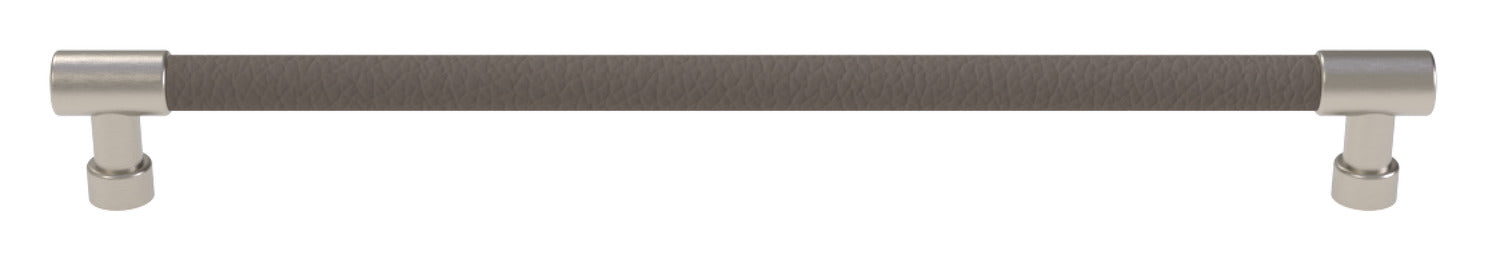 Häfele Elite Leather Cabinet Handle | Round Post | Matte Nickel & Faux Leather Pull