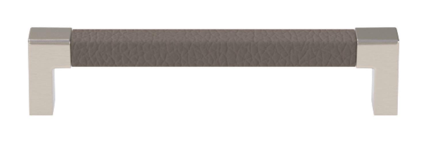 Häfele Elite Leather Cabinet Handle | Matte Nickel & Faux Leather Pull