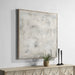 Renwil Abadie neutral abstract canvas art displayed above a contemporary console table