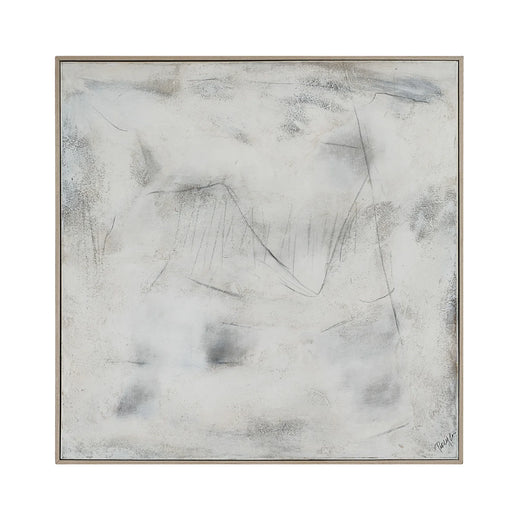 Renwil Abadie OL2159 hand-painted neutral abstract canvas art with a cream veneer solid wood frame