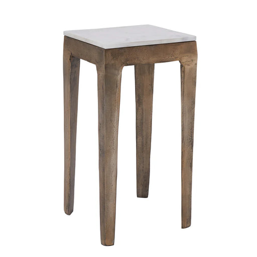 Renwil Abby marble accent table with antique brass cast aluminum base front view