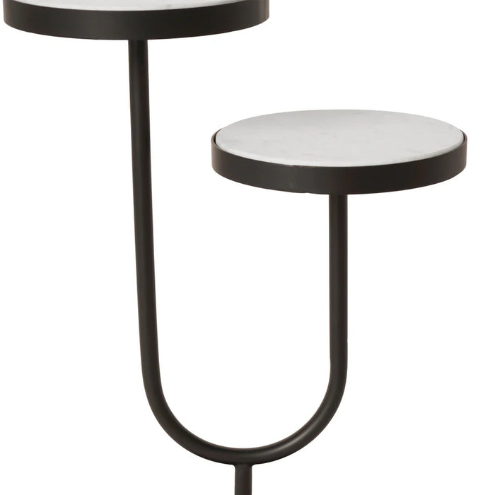 Close-up detail of matte black iron frame on Renwil Ambra two-tier accent table
