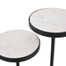 Close-up detail of natural Banswara marble tabletop on Renwil Ambra accent table