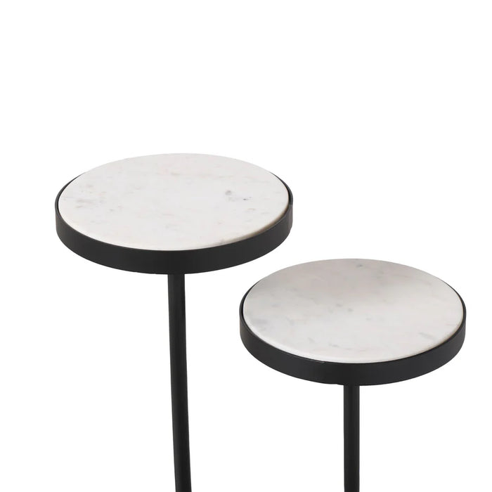 Side angle view of Renwil Ambra two-tier marble accent table