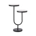 Renwil Ambra two-tier accent table with natural marble tops and matte black iron frame full view