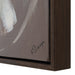 Close-up of the dark brown veneer frame and artist signature on Renwil Argilla canvas art