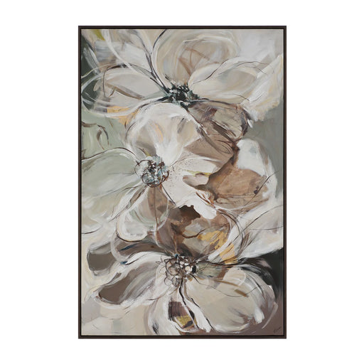 Renwil Argilla OL2226 hand-painted abstract floral canvas art in cream, taupe and brown