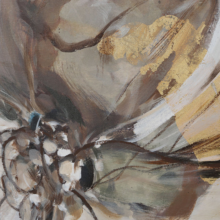 Close-up of the textured hand-painted floral details on Renwil Argilla canvas art