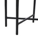 Close-up detail of crossed black aluminum base on Renwil Aria accent table