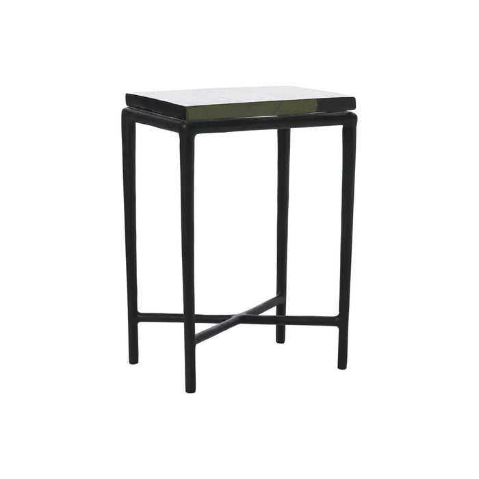 Side profile of Renwil Aria black accent table with slim frame