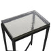 Close-up detail of tinted recycled cast glass tabletop on Renwil Aria accent table