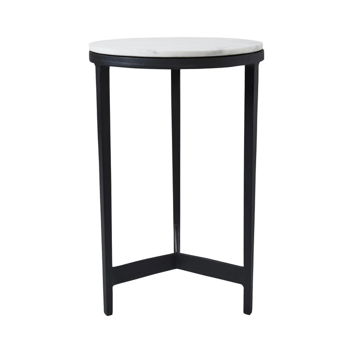 Renwil Arryn round marble accent table with black metal frame front view