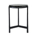 Renwil Avila accent table with black tinted glass top and black cast aluminum base full view