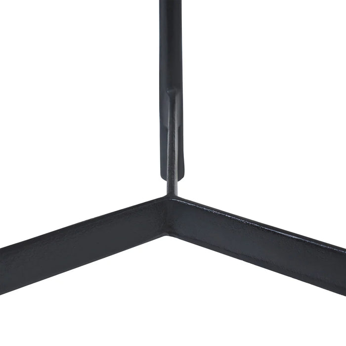 Close-up detail of black cast aluminum base on Renwil Avila accent table