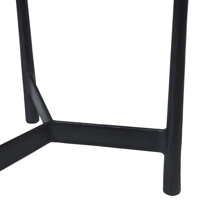 Close-up view of plated black cast aluminum leg detail on Renwil Avila accent table