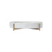 Renwil Beja round white marble decorative tray with antique brass frame
