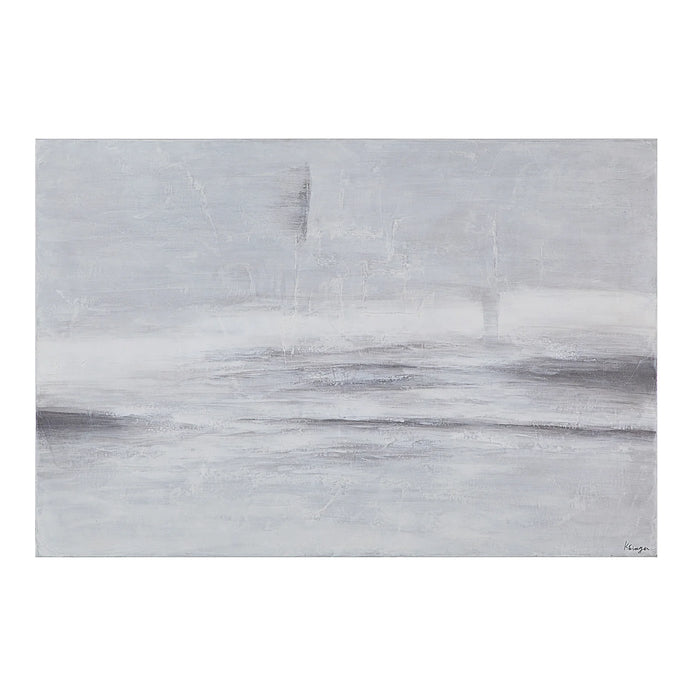Renwil Benalla OL2167 hand-painted abstract canvas art in cream, white and soft grey
