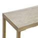 Close-up of the natural travertine tabletop on the Renwil Bodin console table