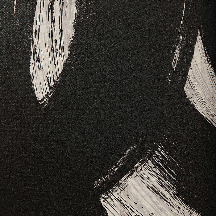 Close-up of black canvas texture and white brushstrokes on Carife wall art