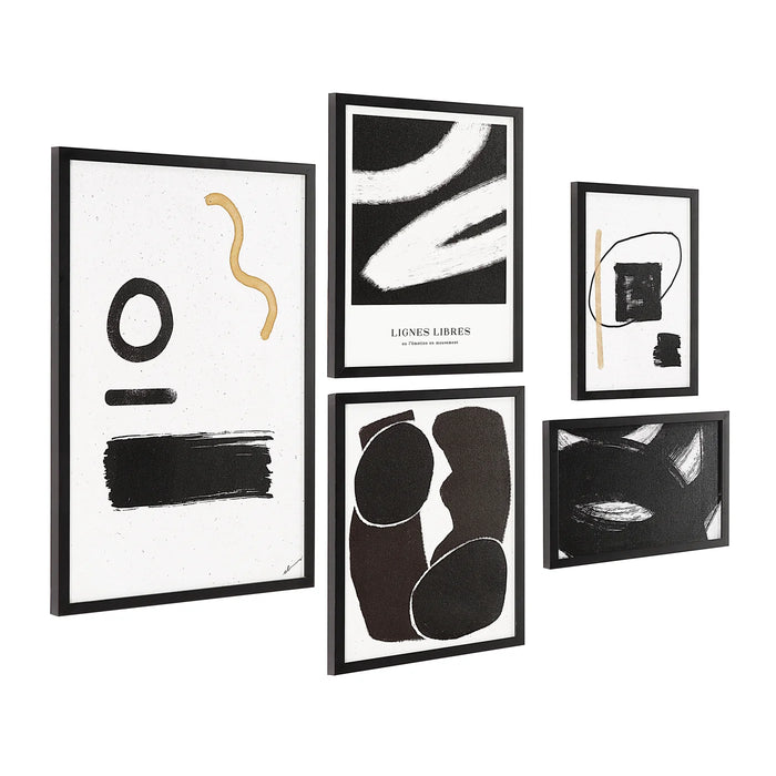 Angled view of the Renwil Carife five-piece modern gallery wall art set