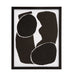 Angled view of Carife organic shapes print in a black wood frame