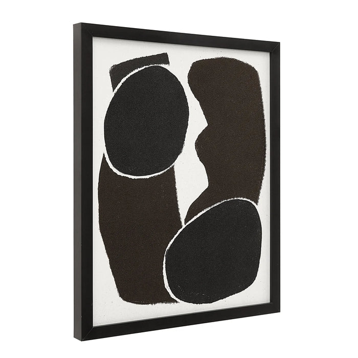Front view of Carife framed print featuring bold black organic shapes