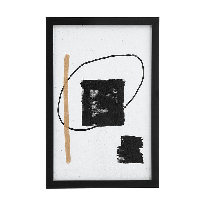 Front view of small Renwil Carife abstract print with black and gold details