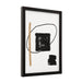 Angled side view of small Carife abstract print in a black wood frame