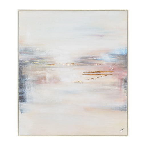 Renwil Carina OL2094 hand-painted abstract canvas art with gold leaf accents and a champagne frame