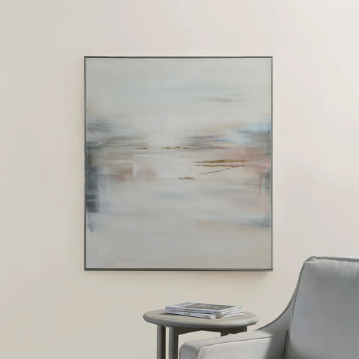 Renwil Carina pastel abstract canvas art displayed vertically in a contemporary neutral interior