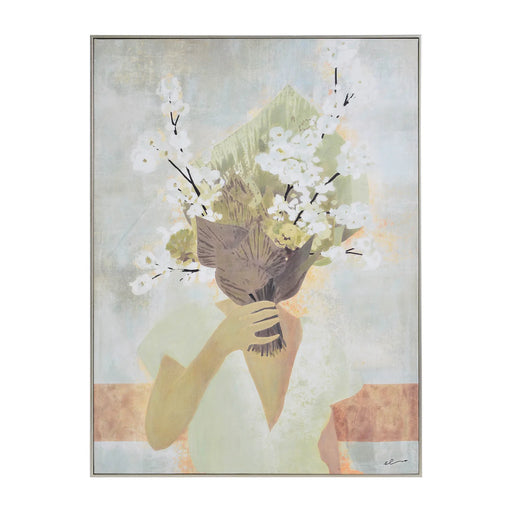 Renwil Casoria OL2116 hand-painted floral canvas wall art with champagne frame