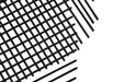 Close-up of the overlapping linear and grid details on Renwil Chanel black metal wall art
