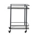 Renwil Colton marble bar cart with matte black iron frame front view