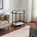 Renwil Colton marble bar cart styled in a modern luxury living room interior