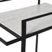 Close-up detail of white marble shelf edge on Renwil Colton bar cart