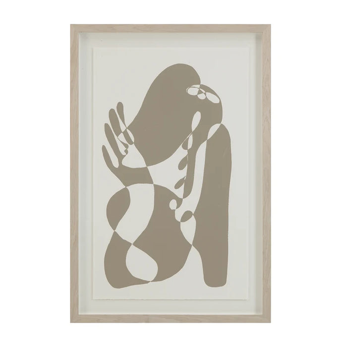 Front view of the first Renwil Cybel abstract print in a walnut wood veneer frame