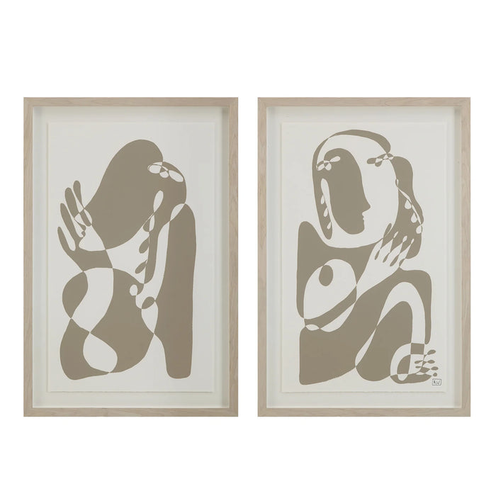 Renwil Cybel PA0039 set of two beige abstract framed wall art prints
