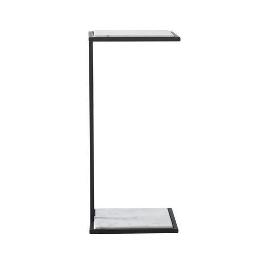 Renwil Danica marble side table with black steel frame
