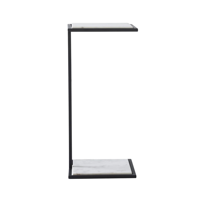 Renwil Danica marble side table with black steel frame