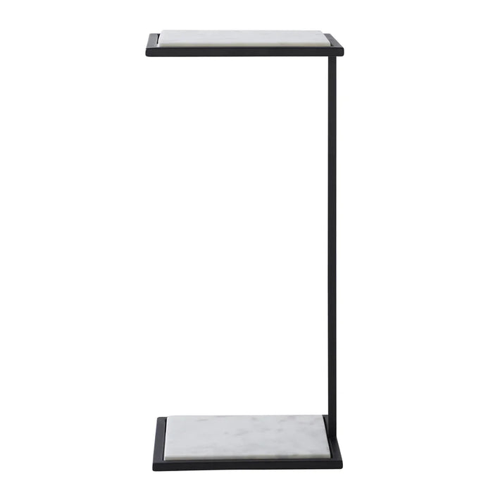 Angled view of Renwil Danica marble side table in matte black finish
