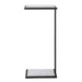 Angled view of Renwil Danica marble side table in matte black finish