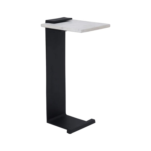 Renwil Dorville marble accent side table with matte black cast aluminum frame front view