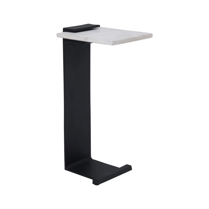 Renwil Dorville marble accent side table with matte black cast aluminum frame front view