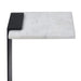 Close-up detail of Renwil Dorville natural white marble tabletop with matte black accent frame