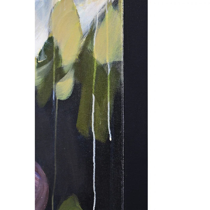 Close-up of white floral details on Renwil Gables canvas wall art