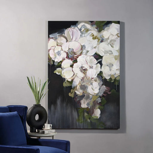 Renwil Gables oversized floral canvas wall art displayed in a modern living room