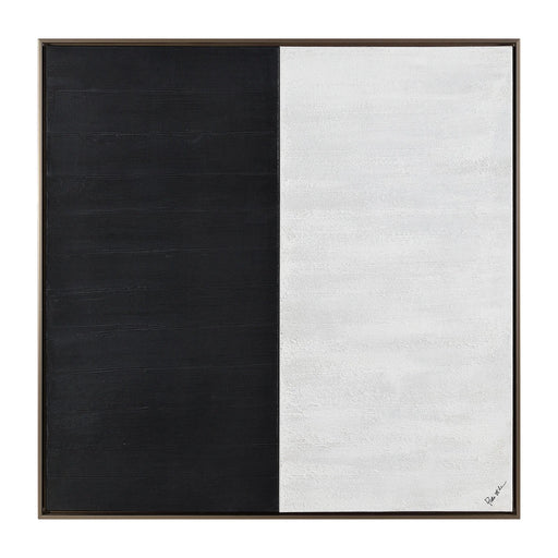 Renwil Gobi OL2111 hand-painted black and white canvas art with an antique brass floating frame