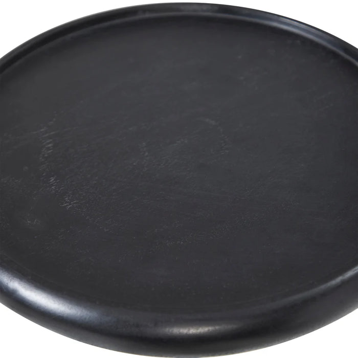 Top detail of black acacia wood tabletop on Renwil Hull accent table